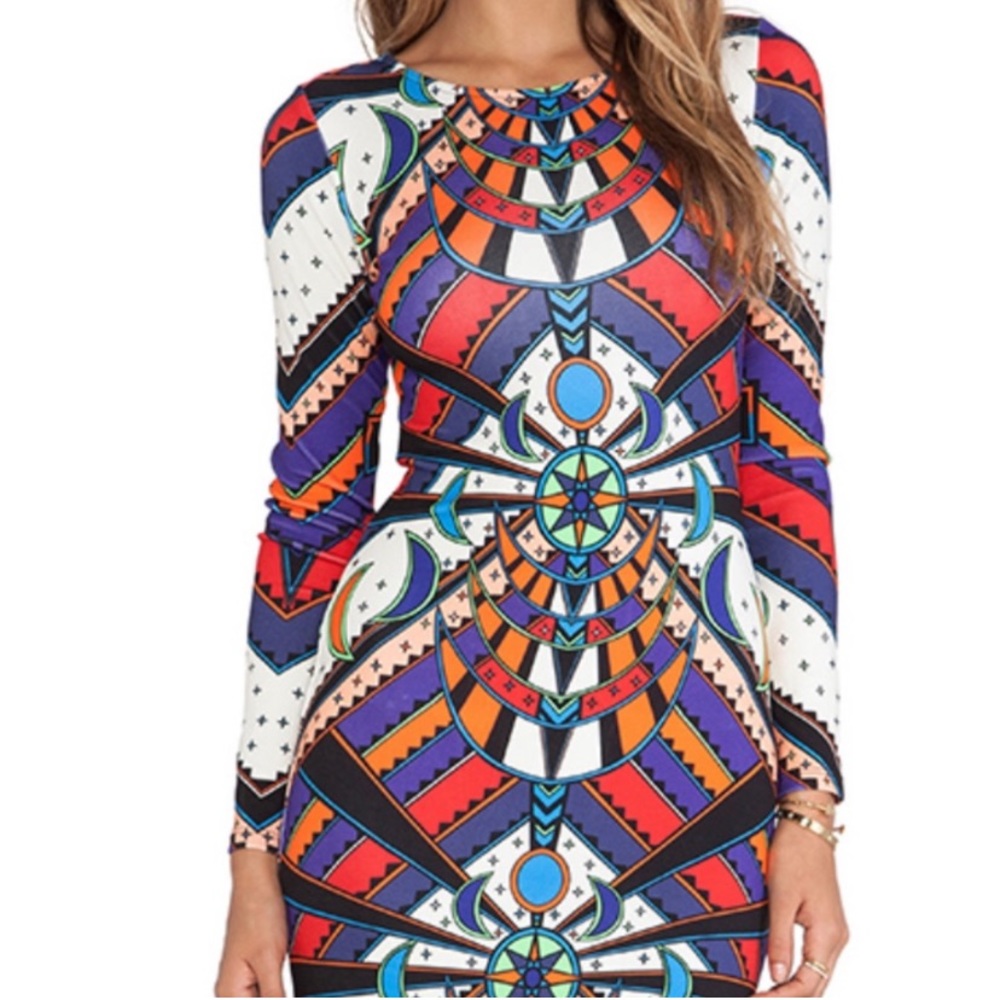 Mara Hoffman long sleeve lunar eclipse moon bodycon dress small
